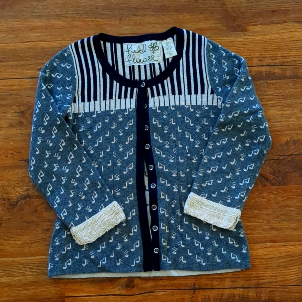 One off a kind piano musical notes cardigan